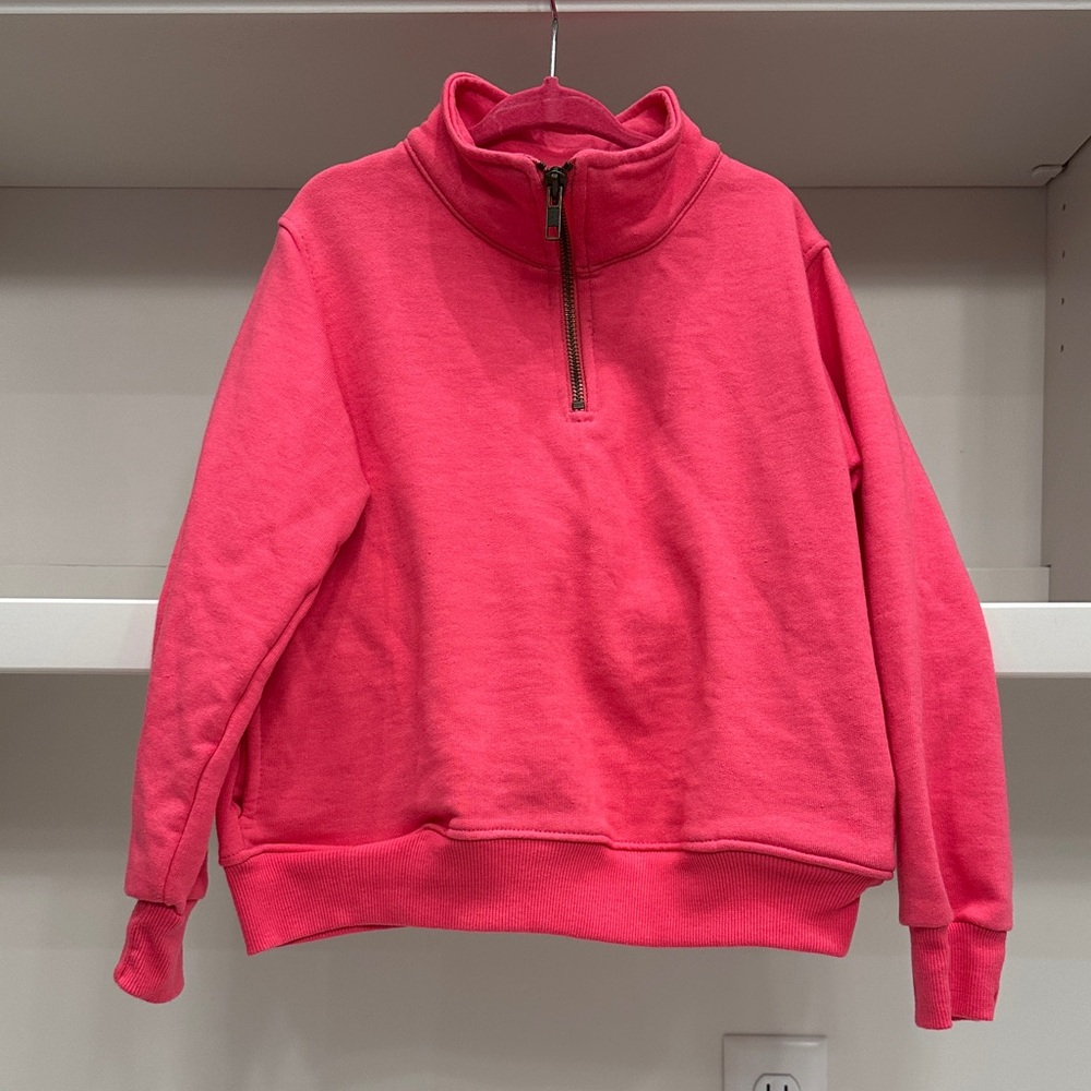 Ellie O size 5/6 girls Pink Half-Zip Pullover.  Like new